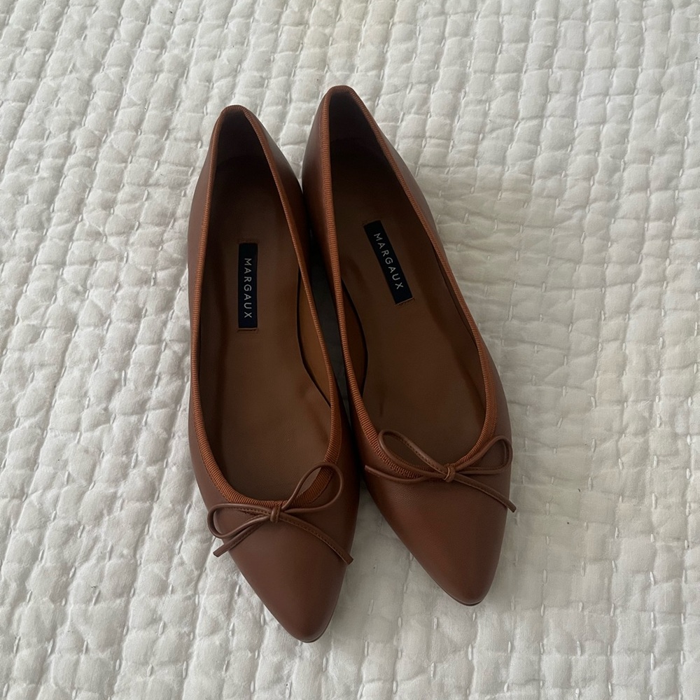 Margaux Women's Cognac Pointed Toe Ballet Flats